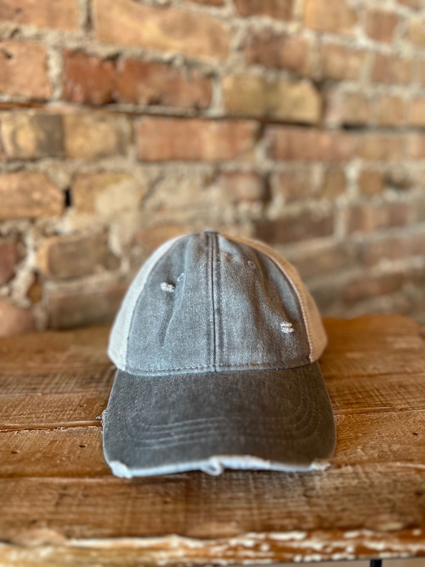 Grey Distressed Hat