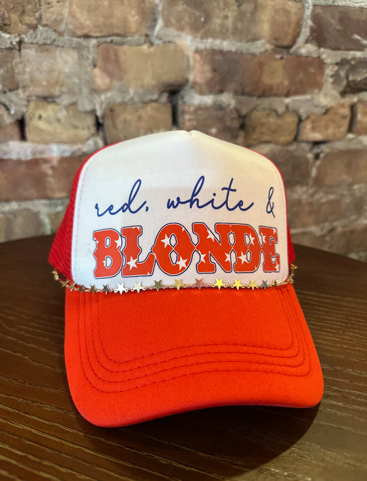 Red, White, & Blonde Hat