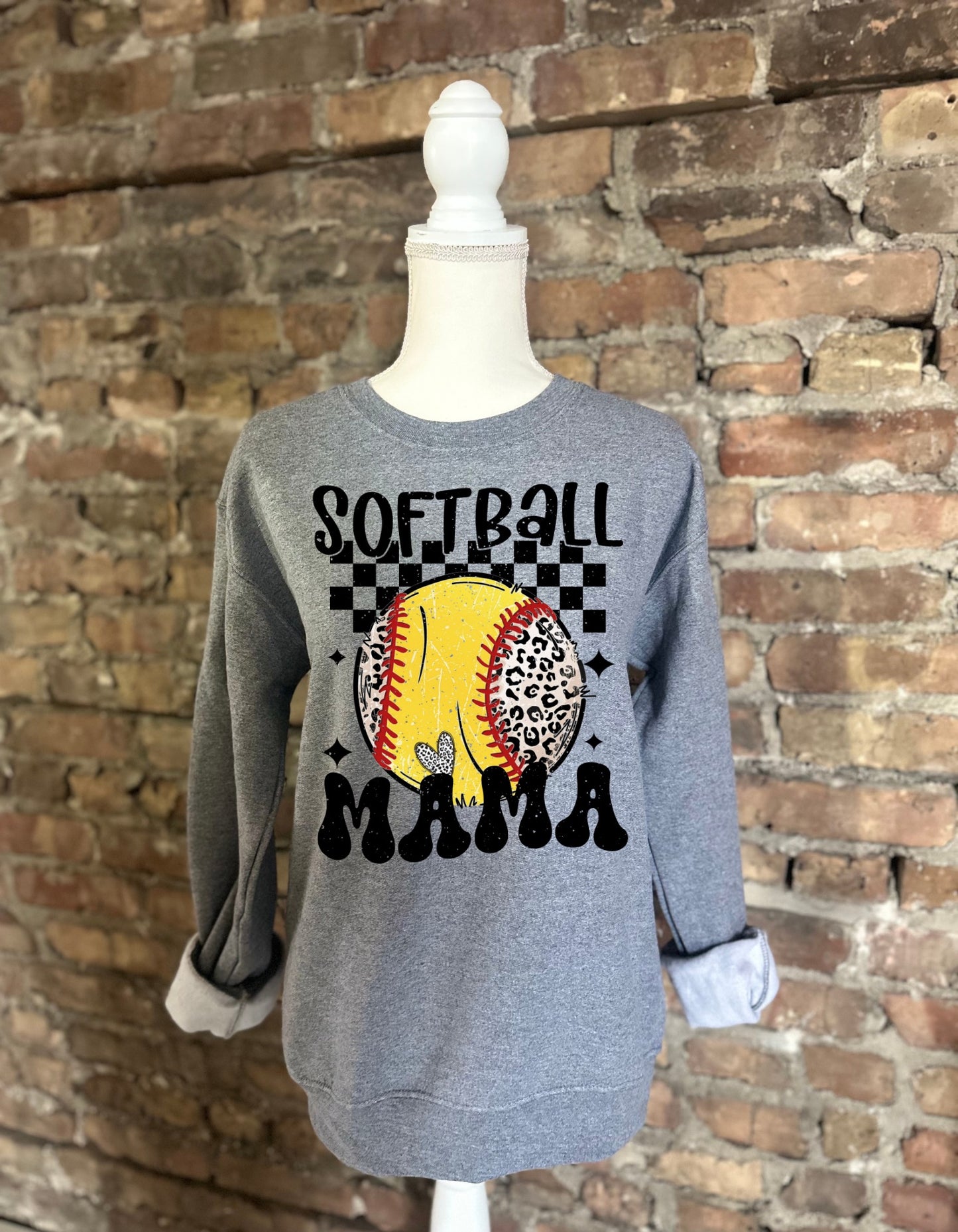 Cheetah Softball Mama Crewneck
