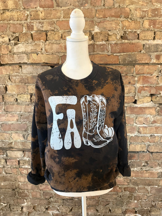 Bleached Distressed Fall Print Crewneck