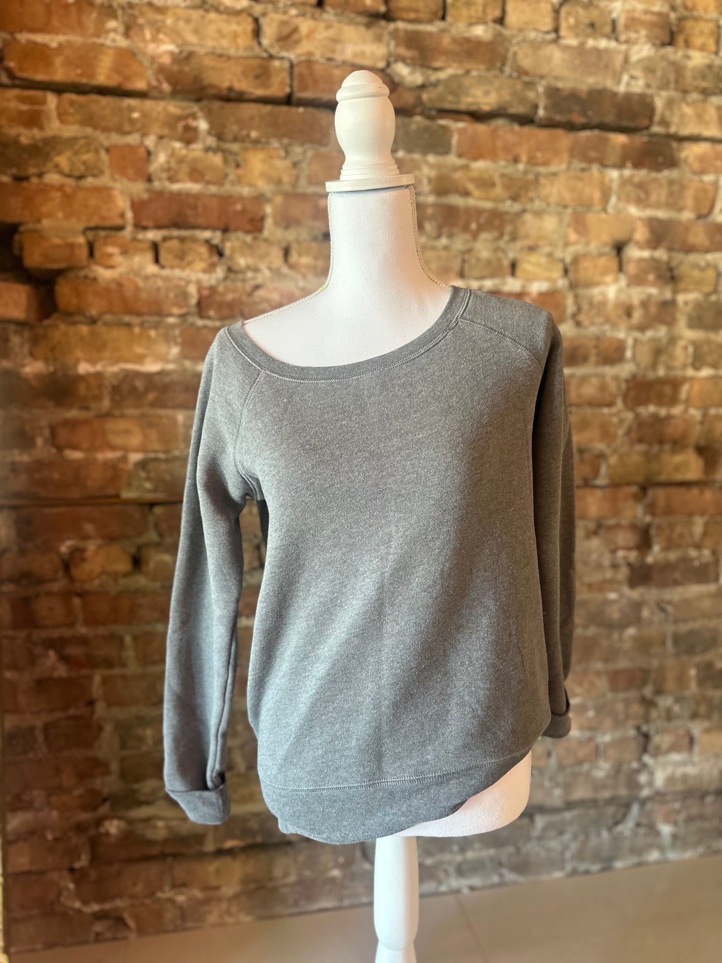 Grey Off The Shoulder Crewneck