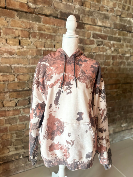 Bleached Cow Print Hoodie