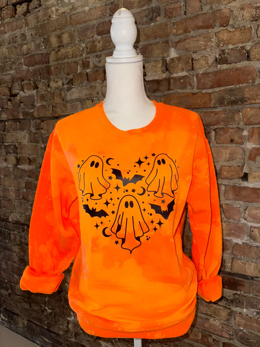 Bleached Hearted Ghost & Bats Crewneck