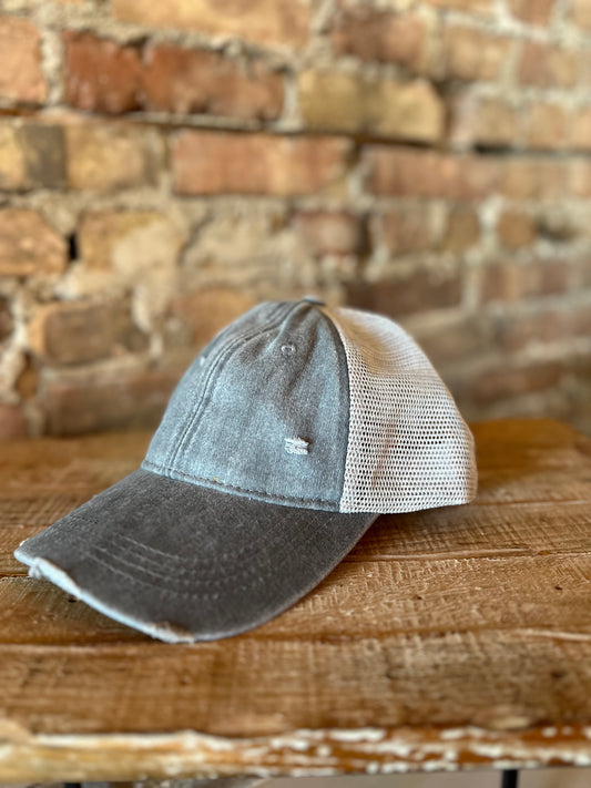 Grey Distressed Hat