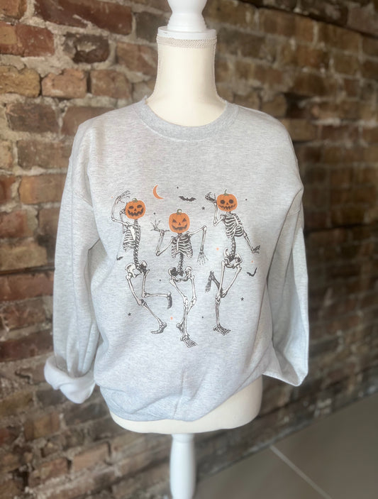 Pumpkin Skeleton Head Crewneck