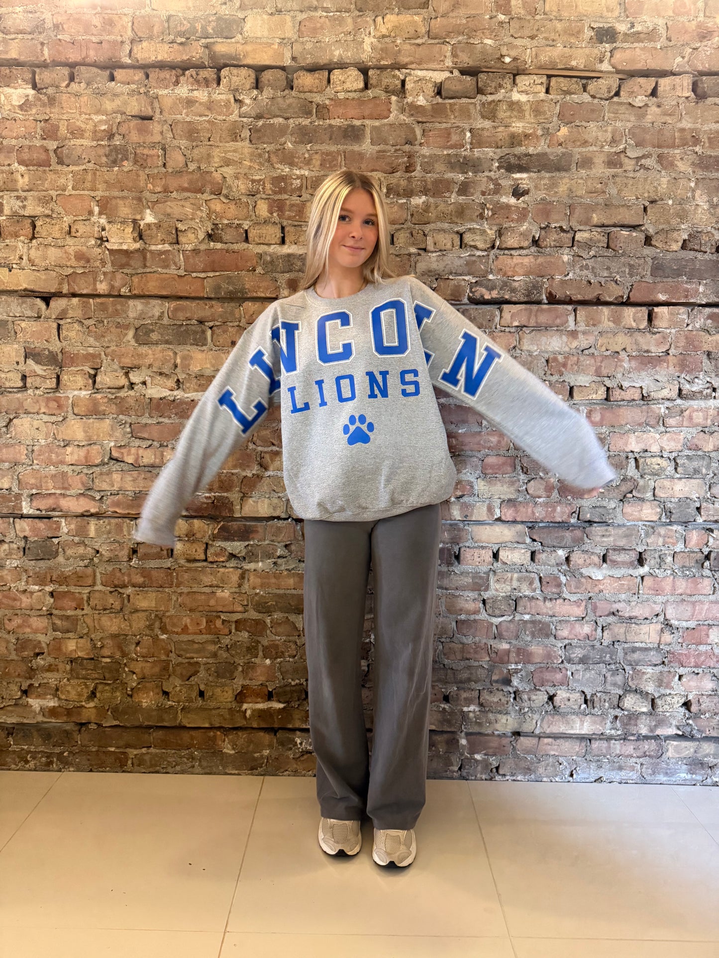 Lincoln Lions Banner Crewneck