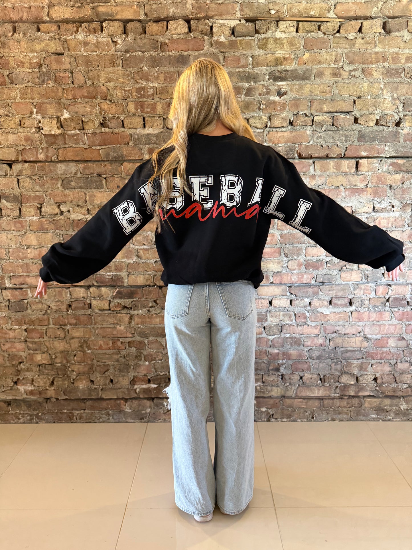Baseball Mama Banner Cropped Crewneck