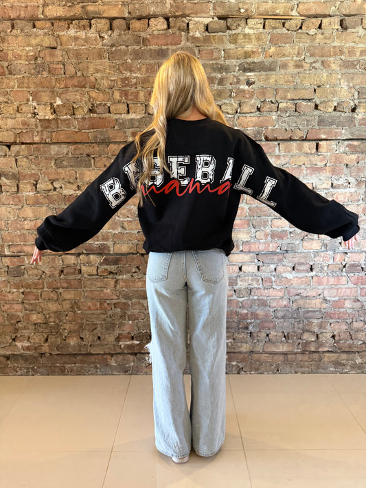 Baseball Mama Banner Cropped Crewneck