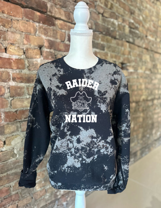 Acid Wash Raider Nation Crewneck