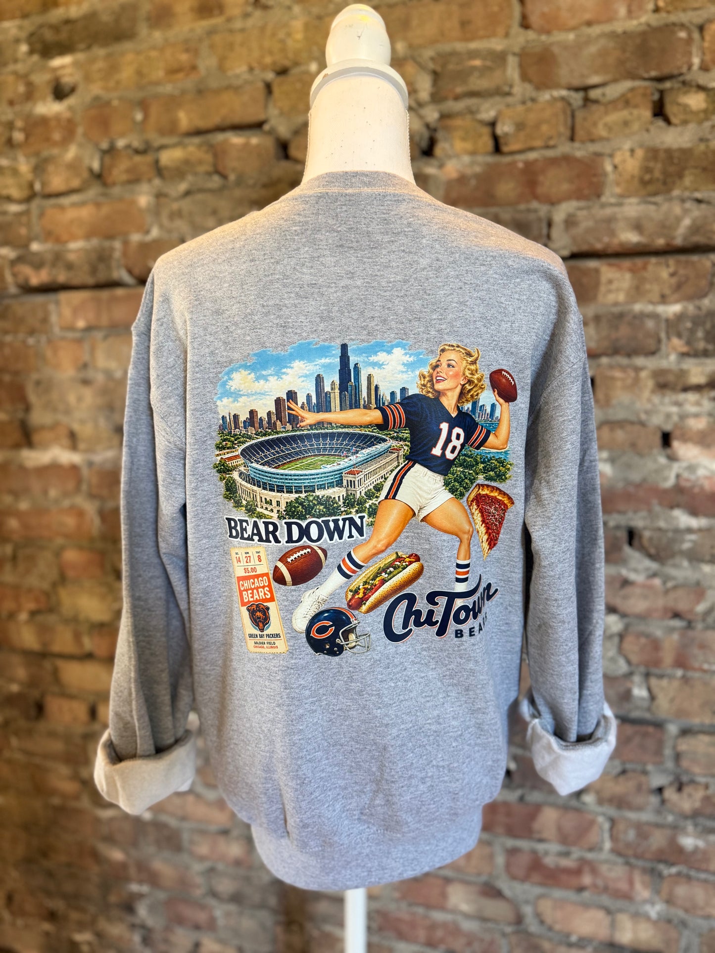 Simple Chicago Retro Football Crewneck