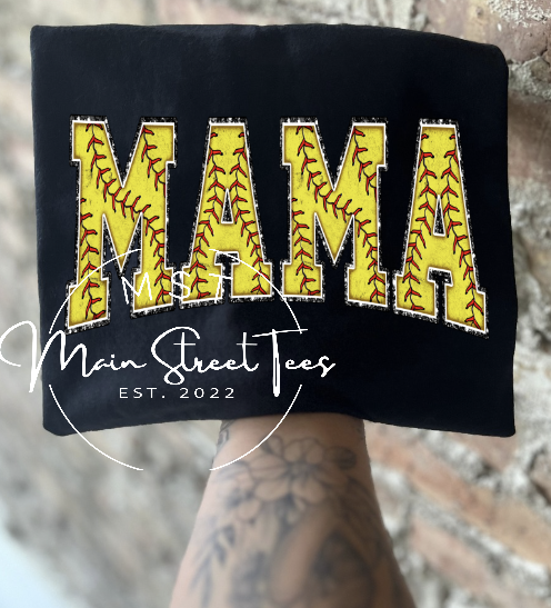 Softball MAMA writing T shirt